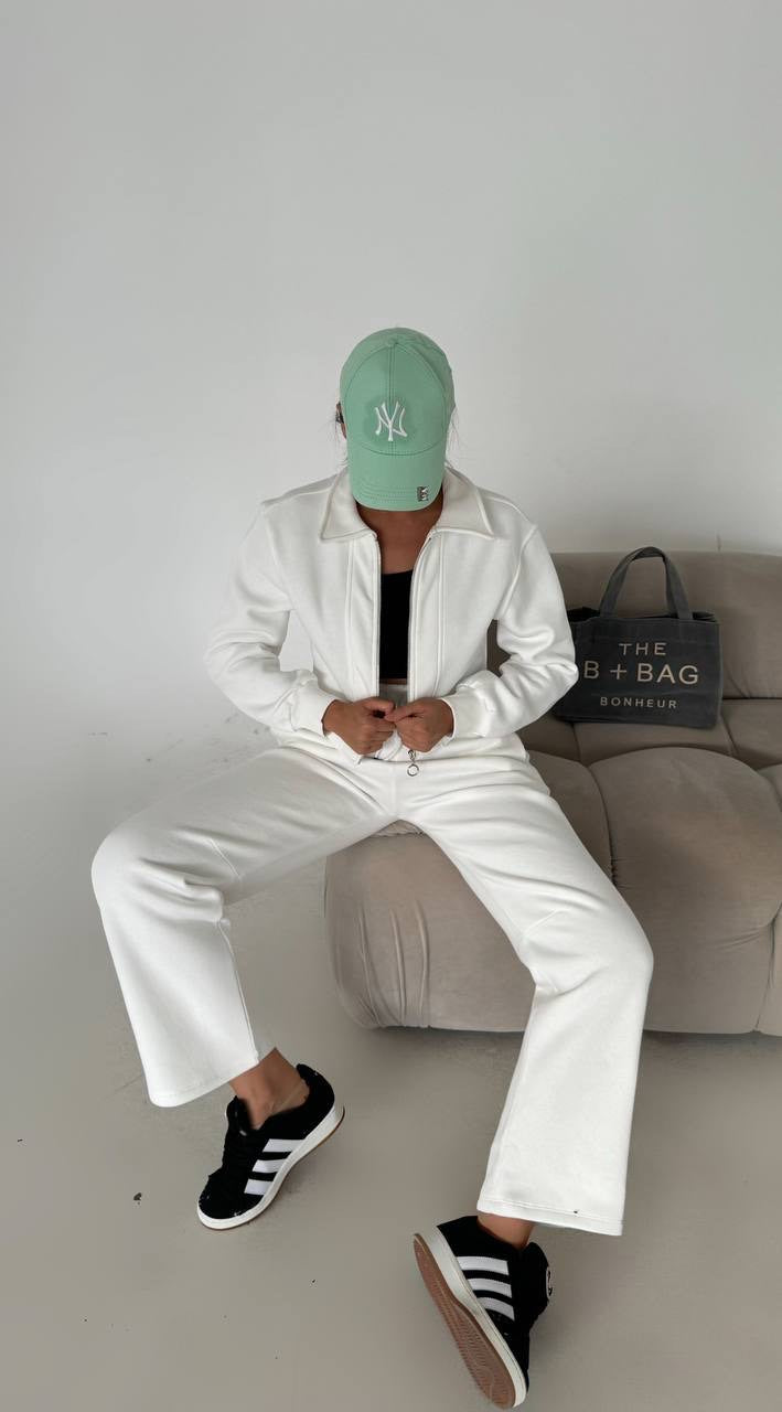 Superweiches Jackett mit Reißverschluss & elegante Hose – Komplettanzug